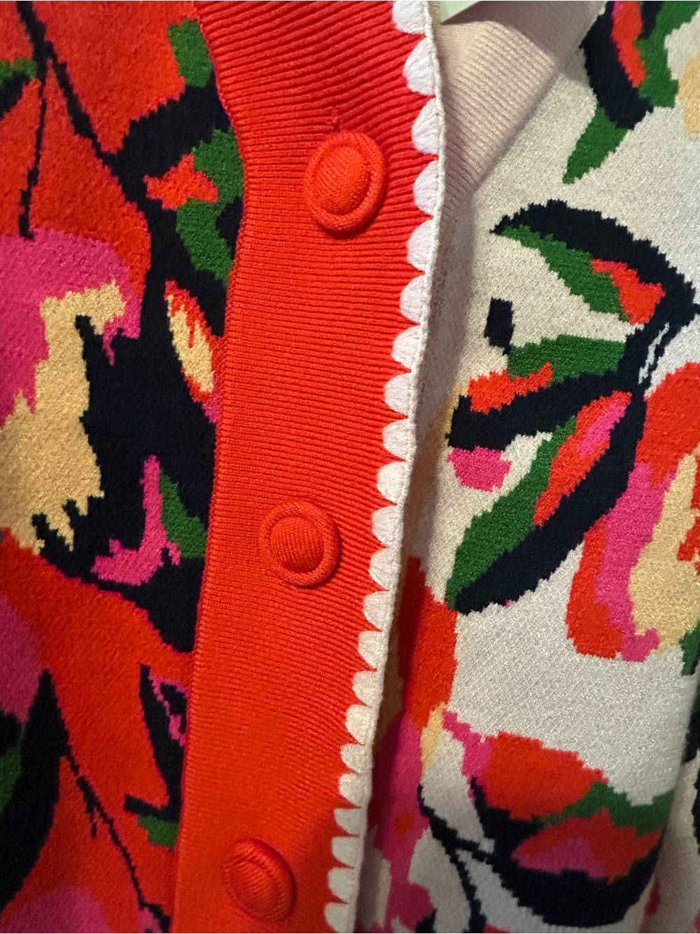 AVARA Vibrant Floral Pink & Red Women’s Cardigan Sweater by - Picture 4 of 6